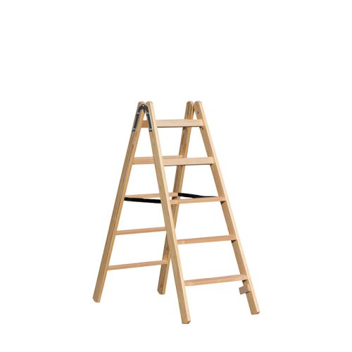 Holz Stufen Doppelleiter Mod. HST - Sprossenanzahl: 2 x 5, Länge: 1,39 m
