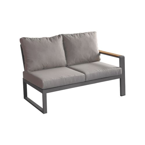 Loungesofa 2-Sitzer rechts Lissabon aus Aluminium - Aluminiumfarbe: graualuminium, Stofffarbe: dunkelgrau