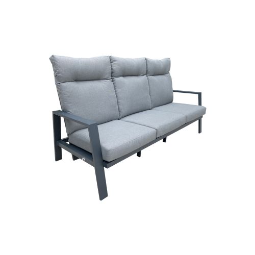 Gartensofa Venedig mit Polsterung & verstellbarer Rückenlehne aus Aluminium - Farbe: anthrazit, Tiefe: 790 mm, Breite: 1930 mm, Höhe: 960 mm