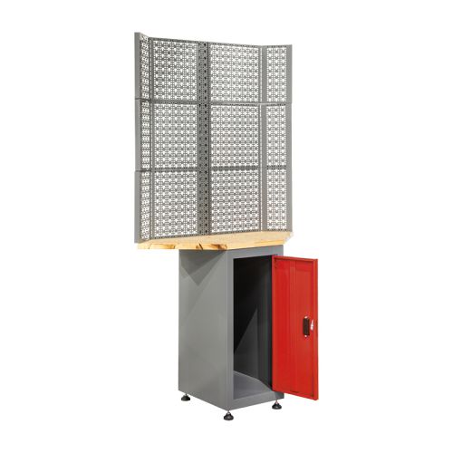 MODUL 8 Eckmodul Unterschrank mit Lochwand - Höhe: 200 cm, Breite: 101 cm, Tiefe: 46,5 cm