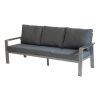 Loungesofa 3-Sitzer Lissabon aus Aluminium - Aluminiumfarbe: graualuminium, Stofffarbe: dunkelgrau