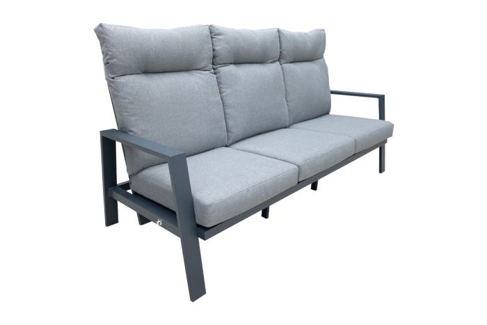 Gartensofa Venedig mit Polsterung & verstellbarer Rückenlehne aus Aluminium - Farbe: anthrazit, Tiefe: 790 mm, Breite: 1930 mm, Höhe: 960 mm