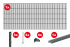 Statisch geprüfte Absturzsicherung Doppelstab-Starterset - Farbe: anthrazit, Höhe: 103 cm, Länge: 251 cm 