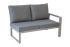 Loungesofa 2-Sitzer rechts Lissabon aus Aluminium - Aluminiumfarbe: graualuminium, Stofffarbe: dunkelgrau