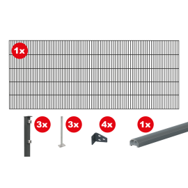 Statisch geprüfte Absturzsicherung Doppelstab-Starterset - Farbe: anthrazit, Höhe: 103 cm, Länge: 251 cm 